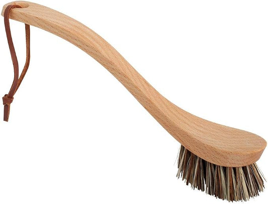 Redecker Dish Brush, Union Fiber, Curved Handle – Precision Heavy Duty Scrub Brush, Made in Germany