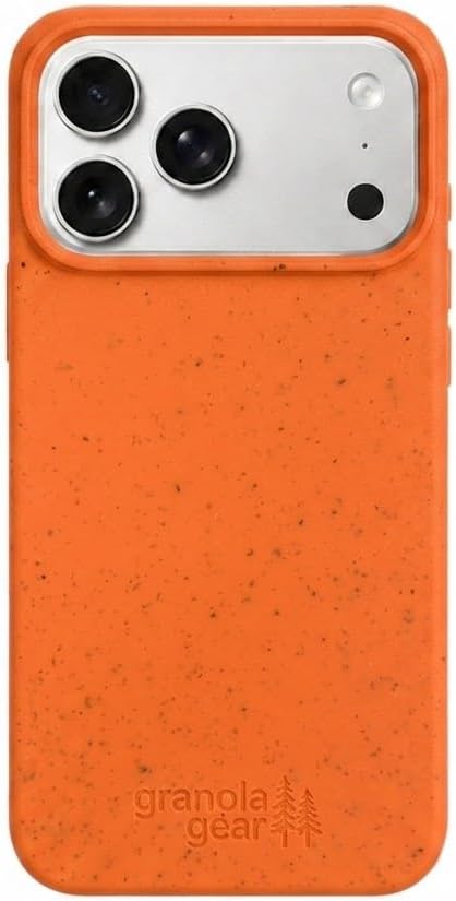 Eco by GranolaGear - Eco-Friendly Phone Case for iPhone 17 Pro Max - Biodegradable, Compostable, Plastic-Free, Made from Plants - Sunset Orange