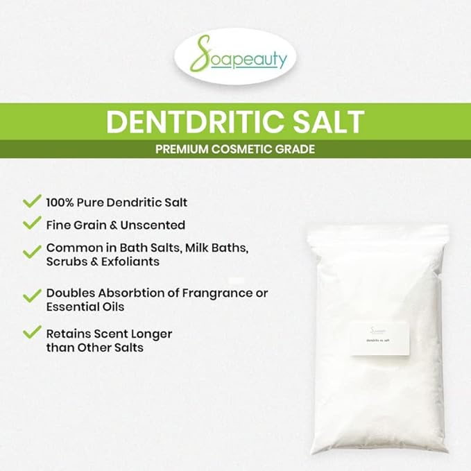 Soapeauty Dendritic Salt | Premium Fine Grain Bath and Body Salt for Scrubs, Exfoliants, and Milk Baths | High Absorption for Fragrance Oils and Essential Oils | 1 lb