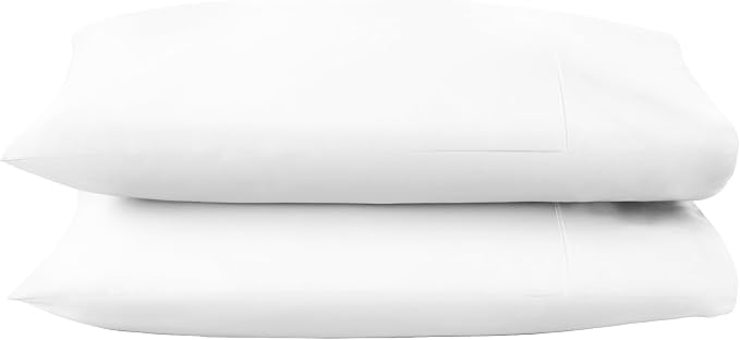 100% Organic Cotton Pillow Cases Standard Size Set of 2-100% Cotton Pillowcases GOTS Certified 300 Thread Count - Naturally Cooling Comfortable Breathable & Soft Pillow Cases (White, Standard)