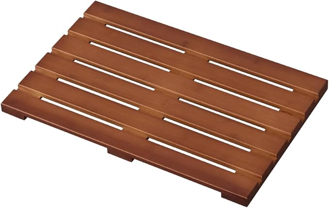 Bamboo Bath Mat for Shower with Non-Slip Rubber,Bathtub Mat,Floor Mat,Shower Mat for Indoor,Outdoor,Spa, Sauna, Pool (Brown, 20 * 13 * 1.4 inches)