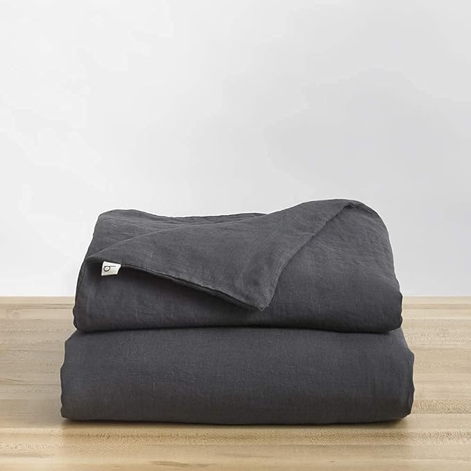 Baloo 100% French Linen Duvet Cover for Weighted Blanket (Charcoal - 60"x80" - Full/Queen Size) | Cooling, Soft & Durable | Certified European Flax® | for Baloo 15 & 20lbs Weighted Blanket