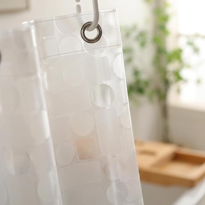 Plastic Shower Curtain Liner 69x70 Inch, 8G Heavyweight Peva Waterproof Heavy Duty Bathroom Shower Liner with 12 Plastic Rings, Geometric (Geometric, 69''W x 70''L)