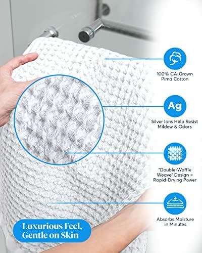 SUTERA Silverthread Bath Towel | Antimicrobial Towel with Silver Ion Technology | Waffle Weave Design, Plush, Lightweight, and Quick-Drying for Everyday or Spa Use | 31" x 57" (White)