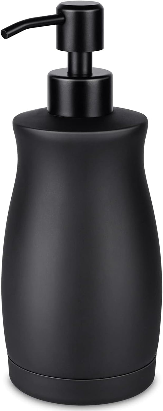 Stainless Steel Countertop Matte Black Soap Dispenser Liquid Bottle for Kitchen & Bathroom Hand Dish Lotion (Matte Black, 390ml/13oz)