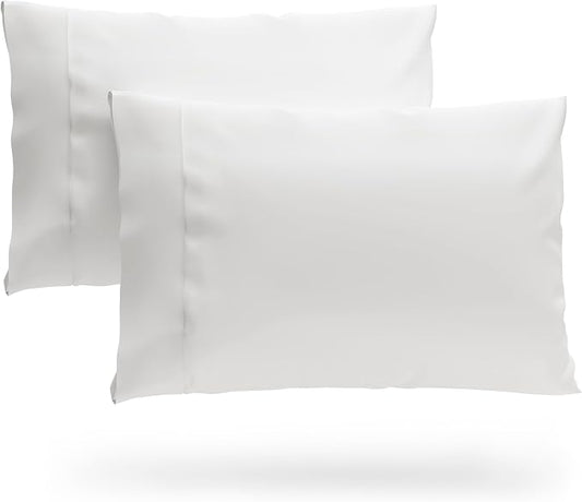 Cosy House Collection 100% Rayon Derived from Bamboo Pillowcase Set | Cooling, Breathable, Silky Soft 2-Piece Envelope Closure Pillow Case Cover Set (Standard/Queen, White)