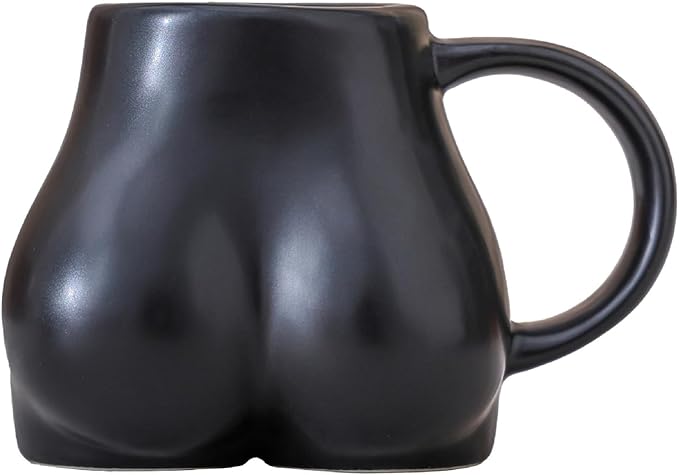 Creative and personalized handmade coffee cup, hip structure, natural, ceramic, mug water cup (Black)