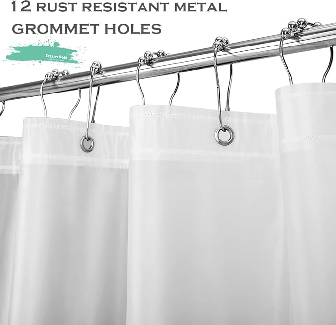 Frosted Plastic Shower Curtain Liner, 72x72 Inch Lightweight Translucent Plastic Bathroom Shower Showroom Inner Curtain with Rustproof Metal Grommet Holes and Weighted Magnets