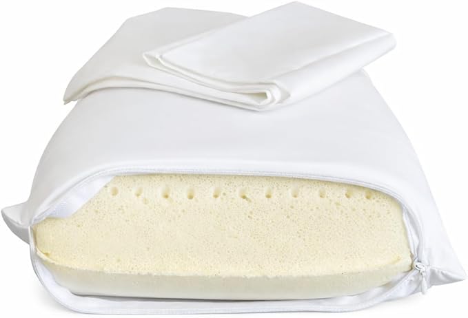 ORGANIC TEXTILES Talalay Latex Travel Pillow with Organic Cotton Cover (Travel, 16"x9"x6")