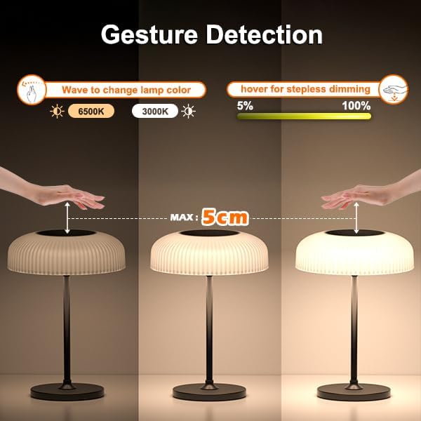 Solar Cordless Table Lamp, Portable Outdoor Mushroom Desk Lamp, 2 Mode Lighting Waterproof Gesture and Touch Lamp with USB Rechargeable for Bedroom, Shower, Yard, Hiking (1 Pces)