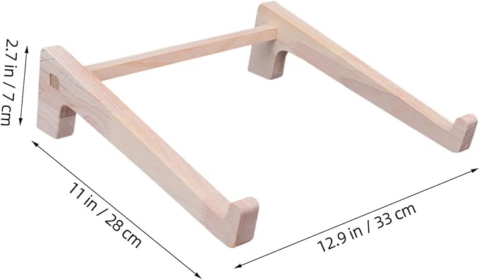 Wood Laptop Stand and Tablet Support Holder for Office Use, Large Portable Rubberwood Laptop Riser Compatible with 14.8-17.6 Inch Devices, Stable Desktop Organizer for Home
