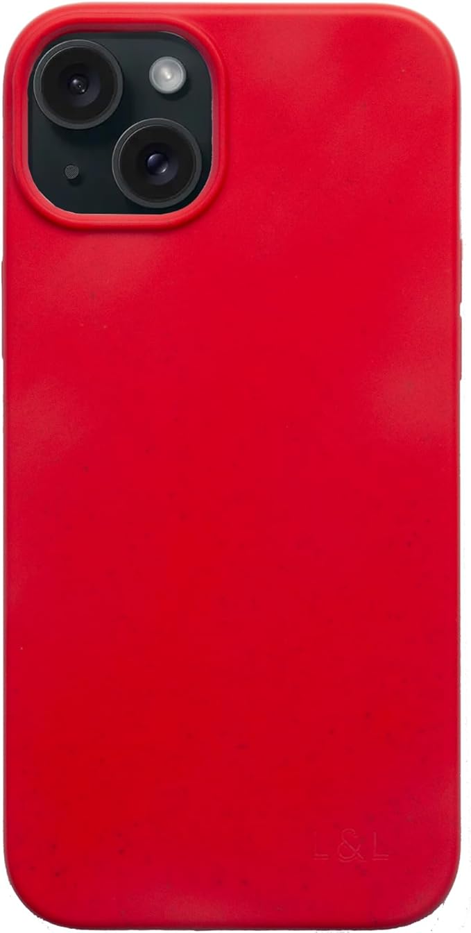 LOAM & LORE Biodegradable Phone Case for iPhone 15 Plus, Plastic Free Eco Friendly Phone Case, Plant Based Compostable iPhone 15 Plus, Premium Zero-Waste Phone Cover (Red)