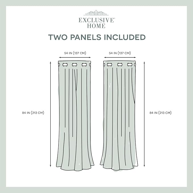 Exclusive Home Loha Linen Grommet Top Curtain Panel Pair, 100% Polyester, 54"x84", Blue Teal