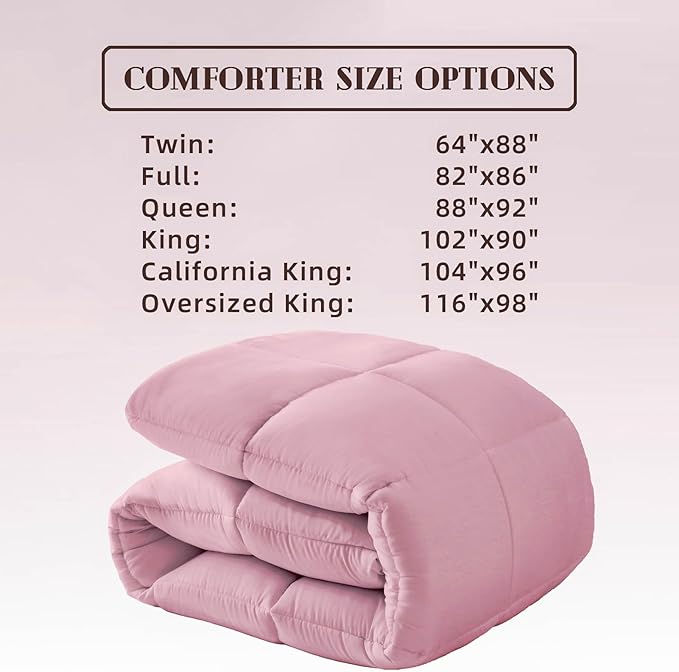 DOWNCOOL Comforters King Size, Duvet Insert,Light Pink All Season Duvet, Lightweight Quilt, Down Alternative Hotel Comforter with Corner Tabs (Pink, King 102x90 Inches)