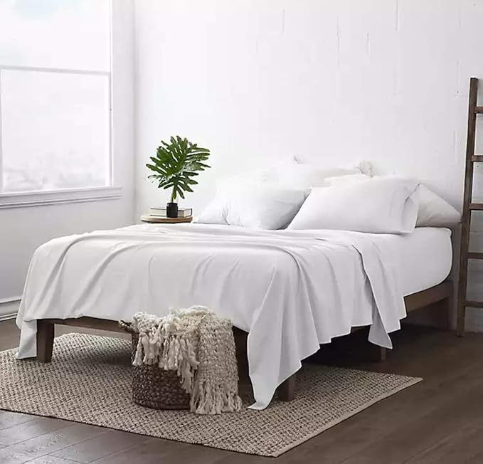 100% Real Certified Organic Cotton Bedsheet Set, Cal-King Size 6 Piece 800-Thread-Count Sheet Set, [1 Fitted + 1 Flat + 4 Pillowcases], Extra 30" Deep Pocket - White