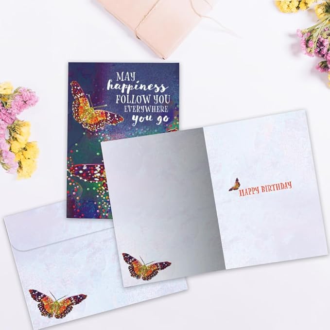 Tree-Free Greetings - Birthday Cards - Artful Designs - 2 Cards + Matching Envelopes - Made in USA - 100% Recycled Paper - 5 x 7 - Everywhere You Go (GT65315)