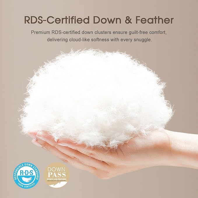 Cobnom® Feather and Down Fibres Comforter California King - 100% Organic Cotton, Quill-Free & Ethical, Luxury All Season Duvet Insert (White, 104x96 Inches)
