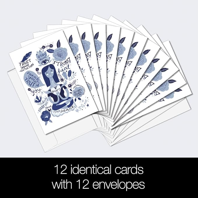 Tree-Free Greetings - All Occasion Cards - Artful Designs - 12 Cards + White Envelopes - Made in USA - 100% Recycled Paper - 4 x 6 - Find Peace (FS54318)