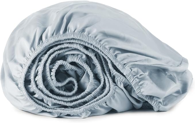 Whisper Organics, King Bed Sheet - 100% Organic Cotton Fitted Sheet - 300 Thread Count, Fitted Sheet Only - GOTS Certified - Deep Pocket, Powder Blue Color (King Size)