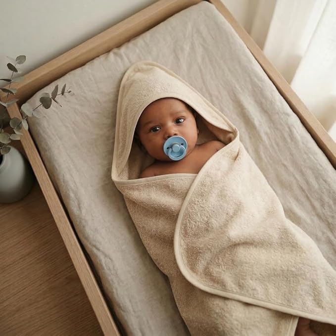 Hooded Baby Towels – 100% Organic Cotton Baby Bath Towels – Baby Boy and Girl Newborn Essentials - Super-Soft and Absorbent. (Fog)