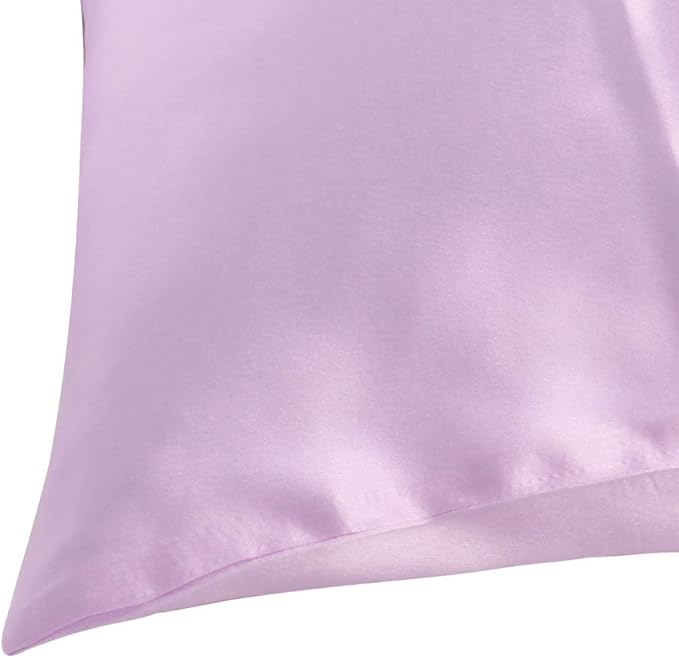 uxcell 1 Pack 100% Charmeuse Pure Silk Pillowcase for Hair and Skin, 350TC 19 Momme Soft Breathable Pillow Case with Hidden Zipper, Light Purple Silk Pillowcase Travel (14x20inch)