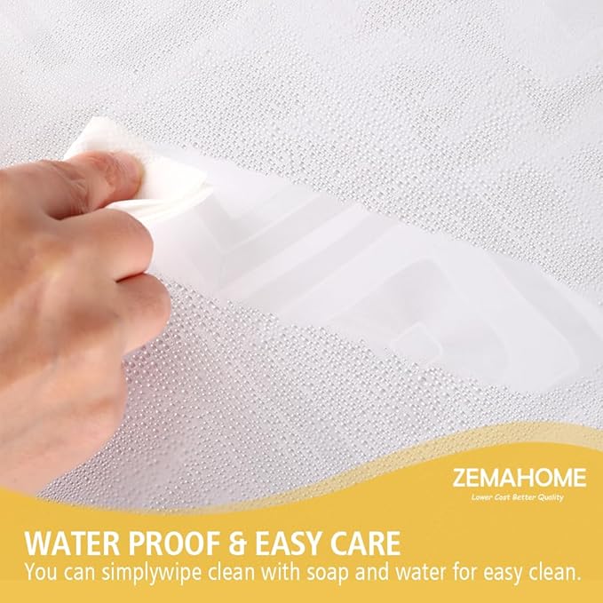 ZEMAHOME Thin 3D EVA Shower Curtain Liner Geometric, 72x72 Premium Light Weight Clear Plastic Bathroom Shower Curtain with Rustproof Metal Grommets 3 Magnets for Shower Stall, Bathtubs