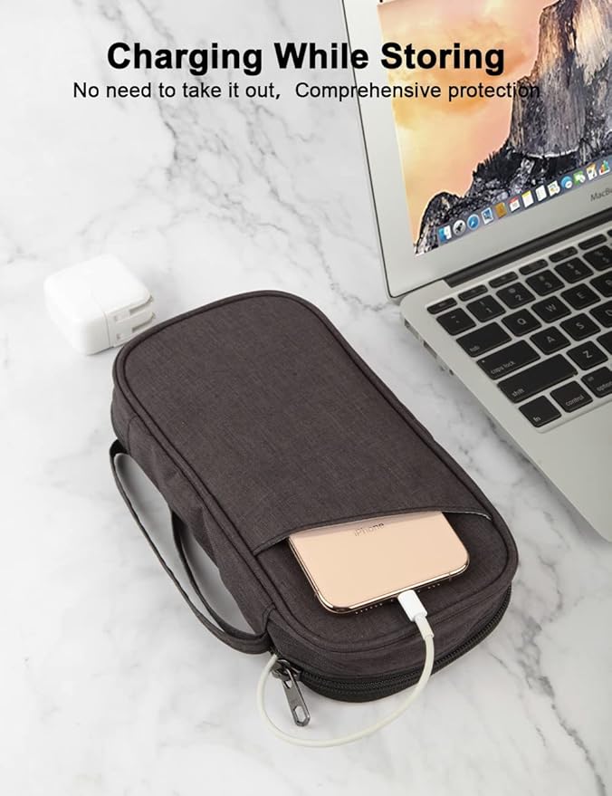 GOX Cable Organizer Pouch – Case for Chargers and Cords, Cord Organizer Travel Black, Small Cable Organizer Bag for Earbuds & Tech Accessories(Black)