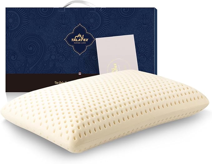 Talatex 100% Natural Premium Talalay Latex Pillow, Purefusion Talalay Latex Helps Relieve Pressure, No Memory Foam Chemicals for Side and Back Sleepers, Perfect Package Best Gift with Removable Cover