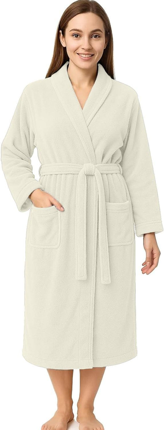 RIVERSIDE Premium 100% Cotton Terry Bathrobe For Women and Men - Soft Towel Robes with Shawl Collar Ajdustable Belt & Pockets