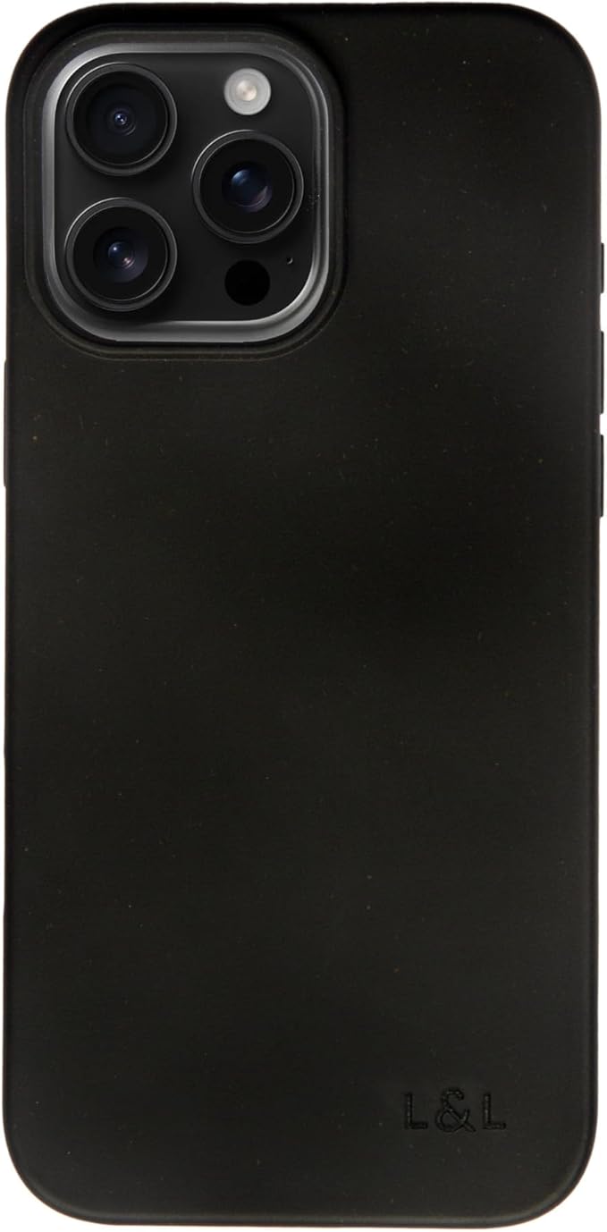 LOAM & LORE Biodegradable Phone Case for iPhone 16 Pro Max, Plastic Free Eco Friendly Phone Case, Plant Based Compostable iPhone 16 Pro Max, Premium Zero-Waste Phone Cover (Black)