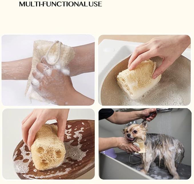 5" Natural Loofah Sponge Organic Bath Exfoliating Body Scrubber Economical Organic Luffa for Women and Men in Shower (2 Pack)