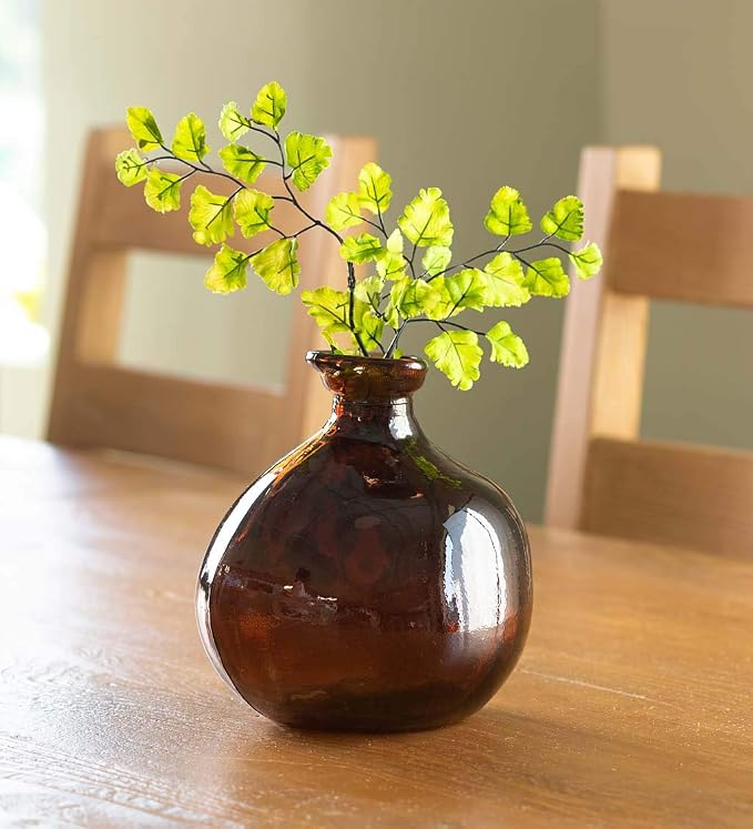 Bubble Recycled Glass Balloon Vase, 6.25 Dia x 7 H - Chocolate