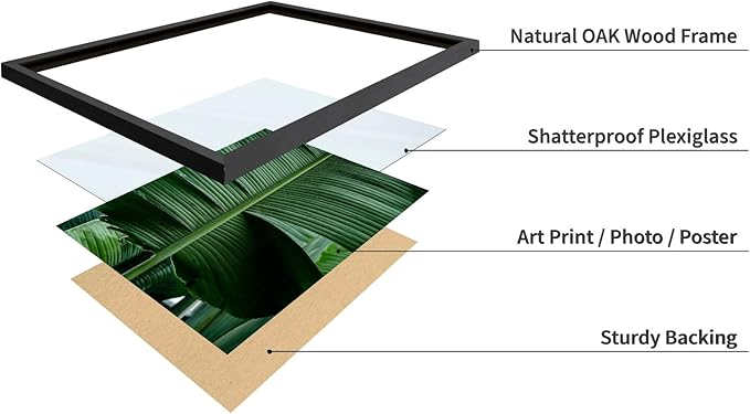 Monem Art Tropical Banana Leaf Photography Print - Minimalist Botanical Nature Poster - Wall Decor for Living Room, Bedroom or Office - 8x10 Black Framed Wall Art by Mareike Bohmer