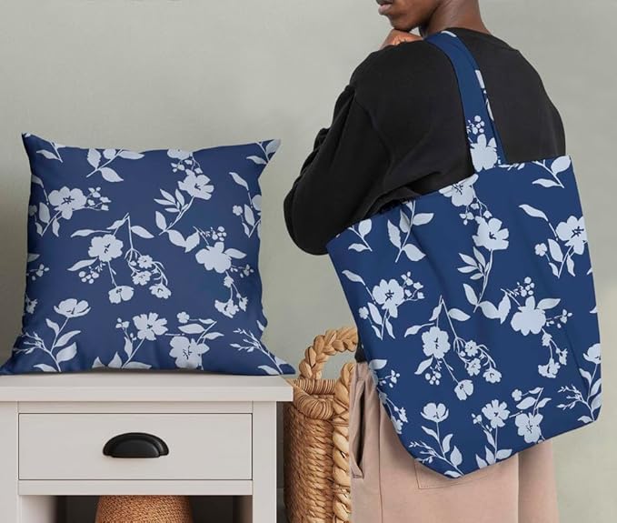 Soimoi Lightweight Cotton Voile Fabric, Blue - Floral Print, Unstitched Material - 42 Inch Width, Ideal for Making Summer Dresses, Blouses, Scarves, Lingerie, Sheer Curtains, Garment Linings, 1 Yard
