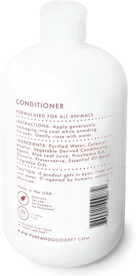 Pure + Good - Shampoo and Conditioner Set, Formulated for All Pets, Gentle and Cleansing, Made in The USA, Cruelty Free, 16 fl oz (Sandalwood + Coconut)