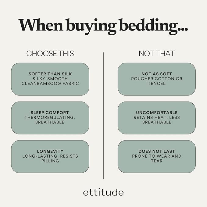 ettitude - Pillowcase Set - 100% Lyocell - Standard Size - Cooling & Breathable - Silky-Soft Sateen - Envelope Closure - Sustainable Plant-Based Fabric - Clean Fibers - Set of 2 (Gray)