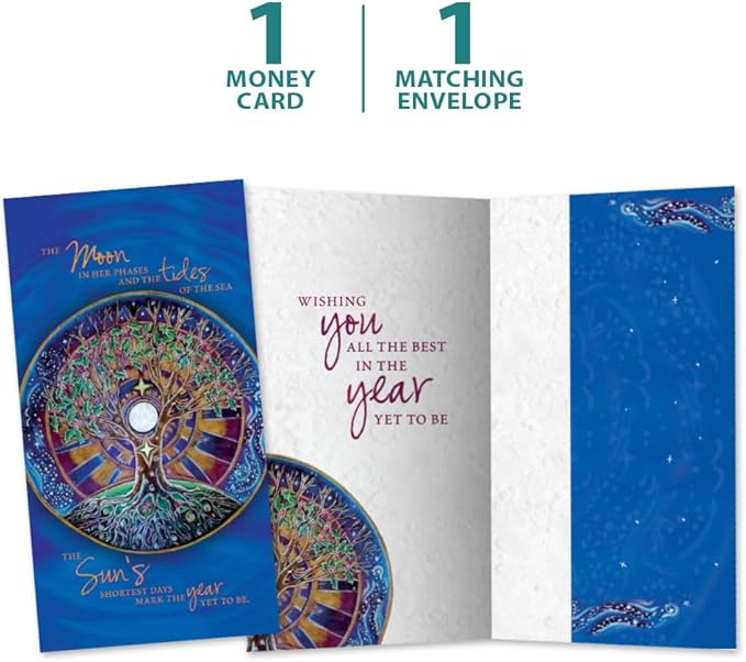 Tree-Free Greetings - Solstice Money Holder Card - Artful Designs - 1 Money Holder Greeting Card + Matching Envelope - Made in USA - 100% Recycled Paper - 3.7 x 7 - Winter Solstice Mandala (ZO70074)