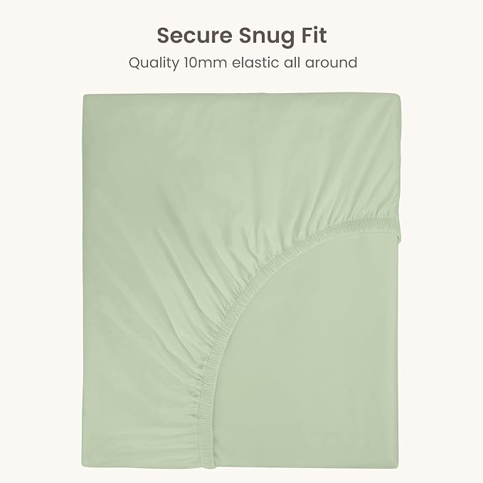 Bioweaves 100% Organic Cotton 1 Twin Fitted Sheet Only | 300 Thread Count Sateen Weave GOTS Certified with Deep Pocket - Pastel Green