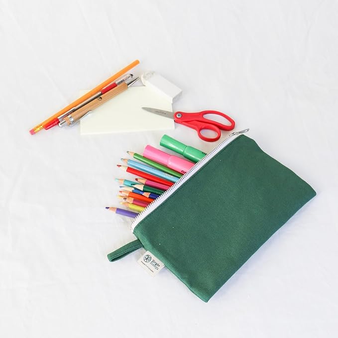 Simple Ecology Organic Cotton Canvas Zipper Toiletry, Cosmetic, Travel, Pencil Pouch - Pink