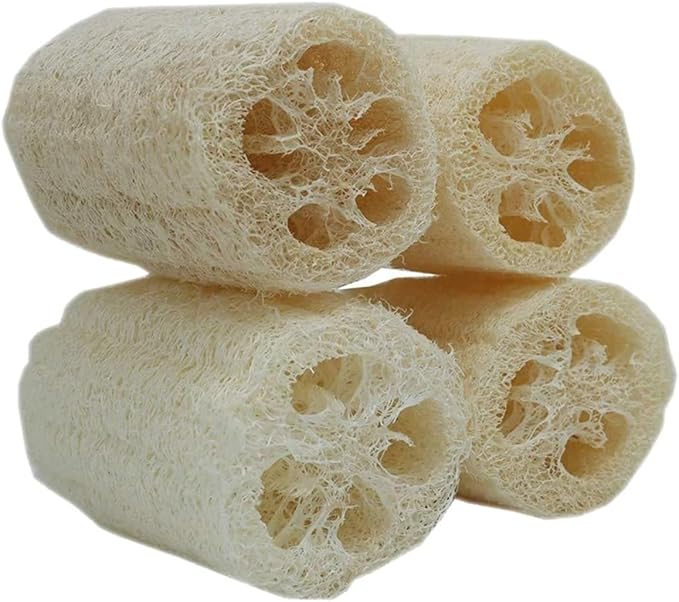 4Pcs/Pack Organic Loofahs Loofah Spa Exfoliating Scrubber Natural Luffa Body Wash Sponge Made 4 Inch