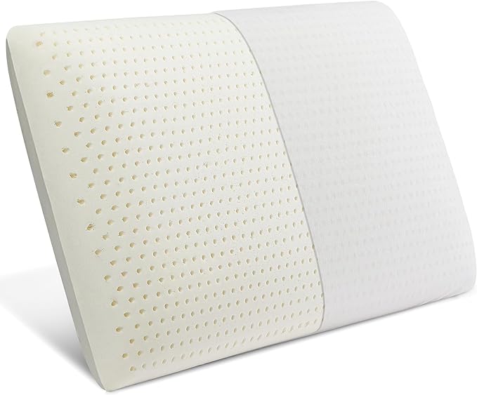 JOTOM Latex Pillow, 100% Talalay Natural Latex Pillow, Soft Sleeping Bed Pillows with Cotton Cover, Standard Size, Perfect for Side/Back Pain, Stomach, Neck, Stress Relief