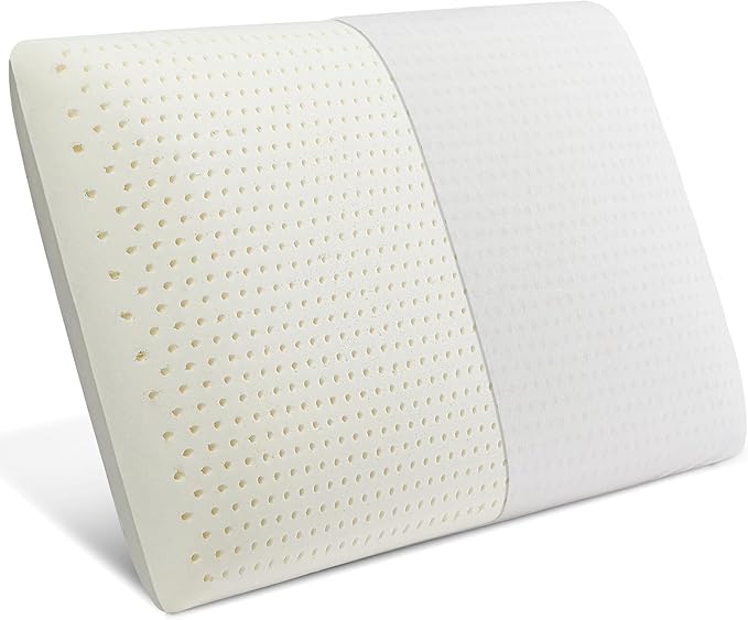 JOTOM Latex Pillow, 100% Talalay Natural Latex Foam Pillow, Soft Sleeping Bed Pillows with Cotton Cover, Queen Size, Perfect for Side/Back Pain, Stomach, Neck, Stress Relief