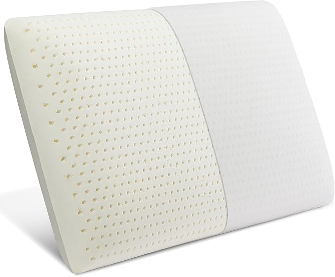 Talalay 100% Natural Premium Latex Pillow,Bed Pillow for Sleeping with Removable Cotton Cover, Helps Relieve Pressure, Breathable, Pressure Relief, Durable (1, Queen (Low Loft))