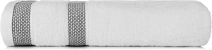 CASA COPENHAGEN Solitaire 6Pcs 100% Egyptian Cotton Large Designer Towels Gift Set- Navy Blue - White, 600GSM, 2Bath 2Hand 2Washcloths, Bath Towels for Bathroom Set for Women & Men