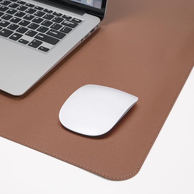 AFIING Cork Desk Mat 31.5" x 17", Waterproof Dual-Sided Cork & PU Leather Desk Pad, Non-Slip Desk Protector for Home Office, Workspace Setup & Gaming, Brown