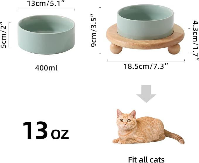 Havniva Raised Cat Bowls Water Bowl 5.1” Elevated Ceramic Cat Food and Water Bowl Whisker Friendly Pet Food Bowls for Indoor Cats, Wide Cat Water Dish Prevent Whisker Fatigue Non Slip Cat Feeder