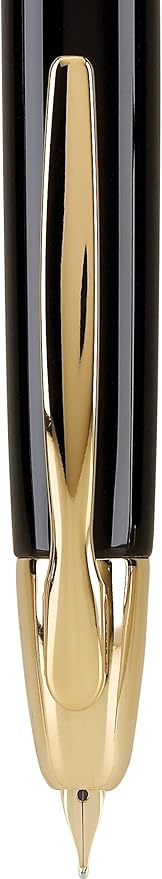 PILOT Vanishing Point Collection Refillable & Retractable Fountain Pen, Black Barrel with Gold Accents, Blue Ink, Broad Nib (60365)