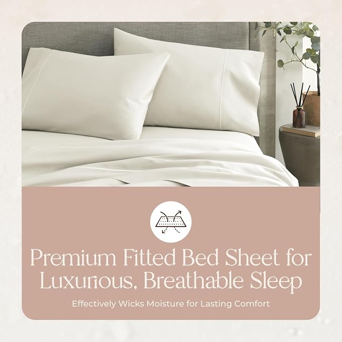 Organic King Fitted Sheet Only Deep Pocket - 100% Organic Cotton Sheets with Breathable 300 Thread Count Sateen Weave GOTS & Fairtrade Certified - Soft Fitted Bed Sheets Only (Pewter, King)