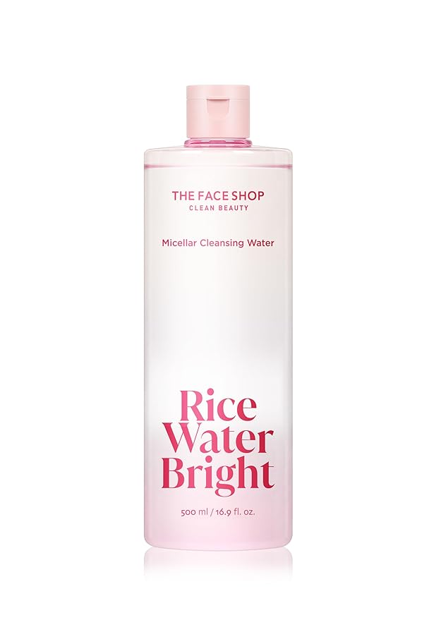 The Face Shop Rice Water Bright Micellar Water, Hydrating Face Cleanser and Makeup Remover, with Rice Active Complex™, Gentle for Sensitive Skin, 16.9 fl. oz