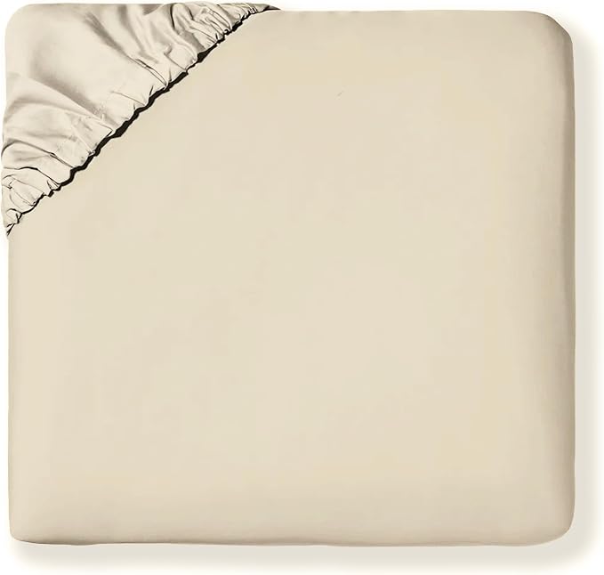 MakeMake Organics Organic Full Fitted Sheet Set GOTS Certified Organic Cotton Fitted Sheet with 2 Pillowcase Ultra Soft Non Toxic Breathable Hypoallergenic Colorful Neutral (Full, Solid Oat)